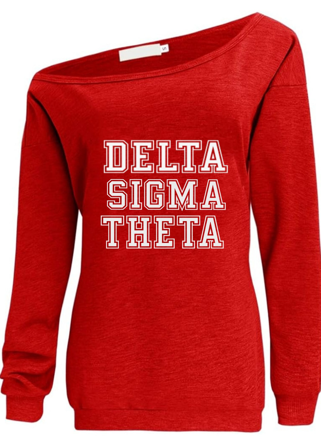 Block Font Delta Sigma Theta Off the Shoulder