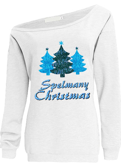 Spelmany Christmas Off the Shoulder Sweatshirt