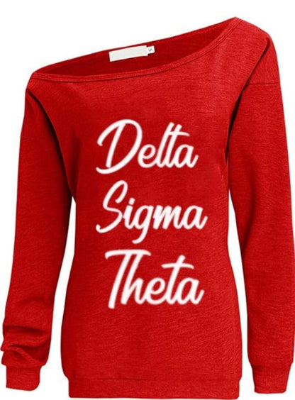 Delta Sigma Theta Off the Shoulder Sweatshirt